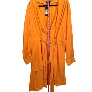 City Chic Top Shibara Orange Gold Wrap Tunic V-Neck Size S 16 Resortwear Chic